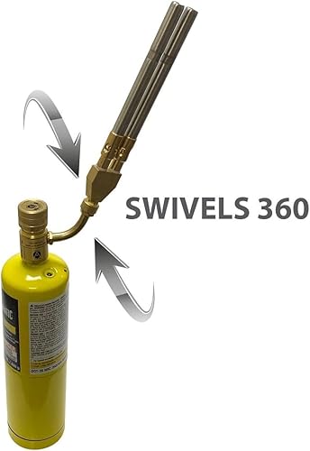 Miniatura 2 de Appli Parts APHT-1D2 - Antorcha de mano de doble quemador para soldadura con mapa o propano punta giratoria para uso en fontanería, refrigeración,