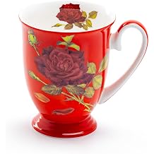 Gracie Bone China Stem Rose Bone China Mug Red, Regular