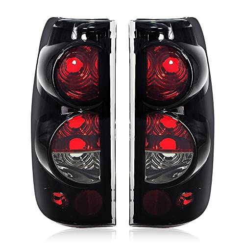 Tail Brake Lights Assembly Rear Lamps Replacement for 1999-2006 Chevy Silverado 1500 2500 3500/2007 Silverado with Classic Body Style/ 1999-2002 GMC Sierra 1500 2500 3500 (Black/Smoke)