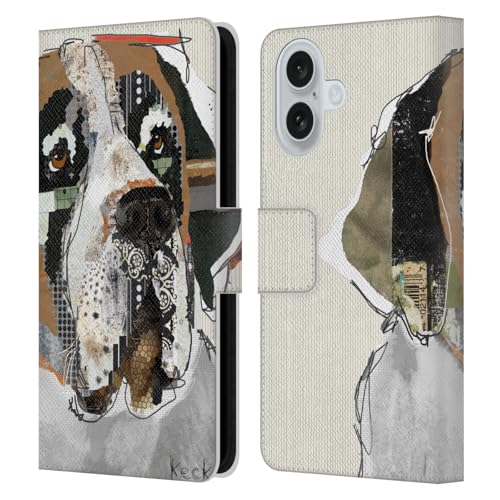 Head Case Designs Officially Licensed Michel Keck Saint Bernard Dogs 2 Leather Wallet Case Compatible with Apple iPhone 16