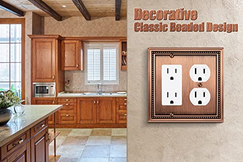 Image of Henne Bery Sunken Pearls Heavy Duty Decorative Wall Plate Switch Plate Outlet Cover (Decorator /Duplex, Antique Copper)