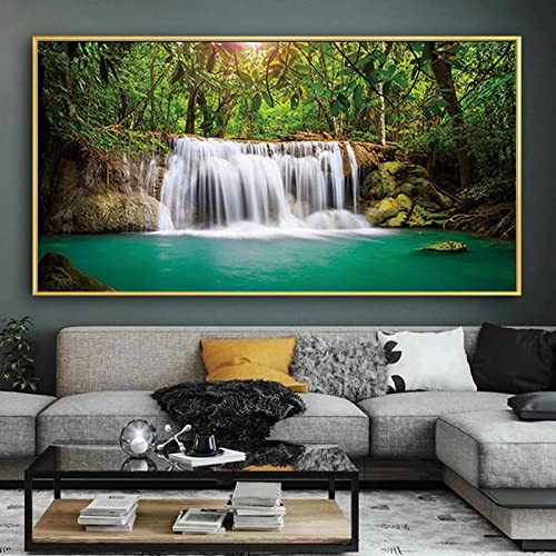 Cascade dans les forêts affiches sur toile pour masquer grand mur vide - 2