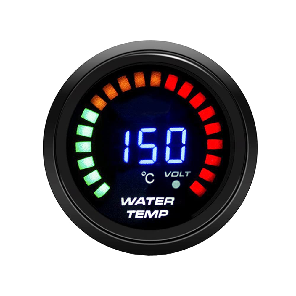 ETOPARS Motor de Coche Auto Digital 2 Pulgadas 52mm Medidor de temperatura del Agua Kit Refuerzo Pantalla Indicador de luz LED Tinte Humo Len Calibre Carreras