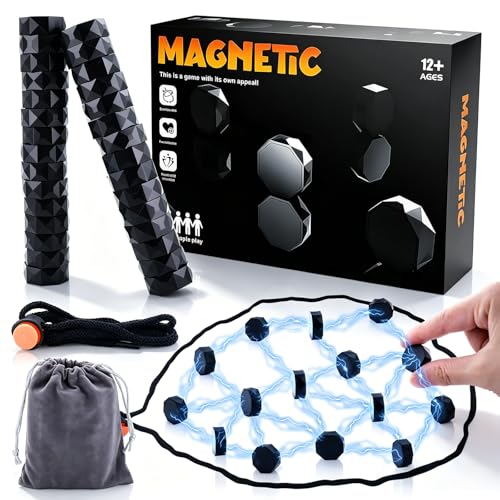 Juego de ajedrez magnético educativo con 30 piedras magnéticas, juego de mesa de ajedrez, juego educativo, juguete para la familia, camping, pizarra de piedra magnética portátil