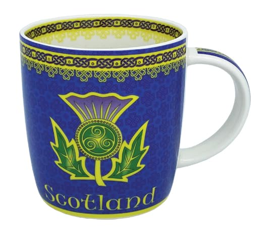 Royal Tara Bone China Thistle Mug Scottish Ceramic Hand Painted Scotland's Symbol Irish Kitchenware for Hot or Cold Drinks 11Oz
