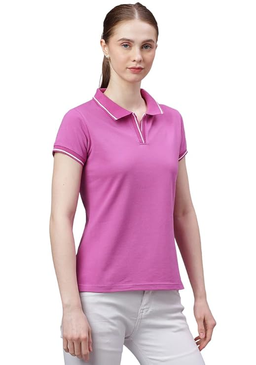 Wear Your Opinion Women’s Tipped Collar Neck Polo Tshirt – Lavender