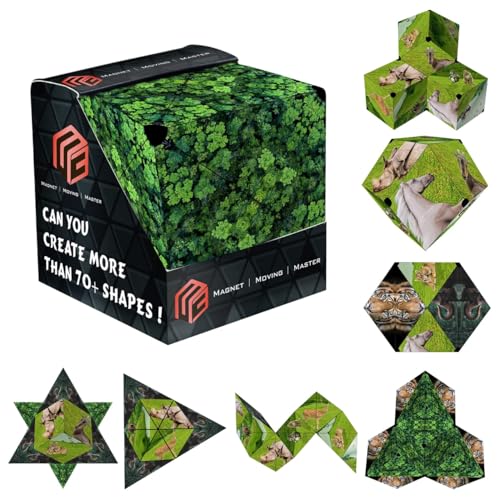Image of ZURATO Shape Shifting Box Puzzle Cube, Magic Cube Puzzle Toy, Multiple Structure Creativity Puzzle Cube for Kids and Adults, Size- 6.5 x 6.5 x 6.5 cm (Green - Animal Theam)