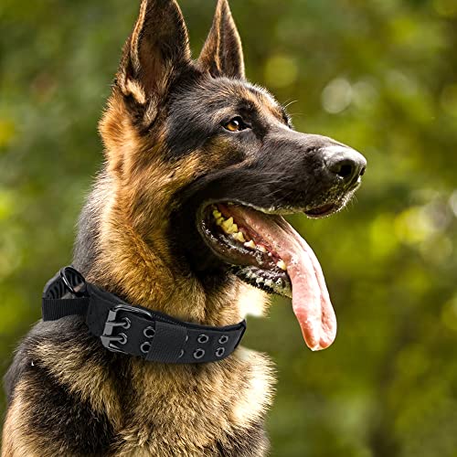 Personalized Tactical Dog Collar Handle With Name Phone Number Tags, Custom Military Pet Collars For Medium Large Breeds #TOP4
