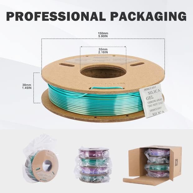 ERYONE Silk Rainbow Filament PLA 1.75mm for 3D Printer +/- 0.03mm, 0.25kg*4 Spools, Metal Silk Rainbow, Forest Rainow, Universe Rainbow, Candy Rainbow