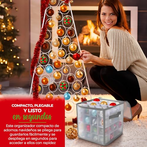 Miniatura 5 de Redstar Fancy Dress Caja Para Guardar Adornos De Navidad - Caja De Almacenaje Con Compartimentos Para Guardar Adornos Navideños - Bolsa Para Guardar 64 Bolas De Navidad