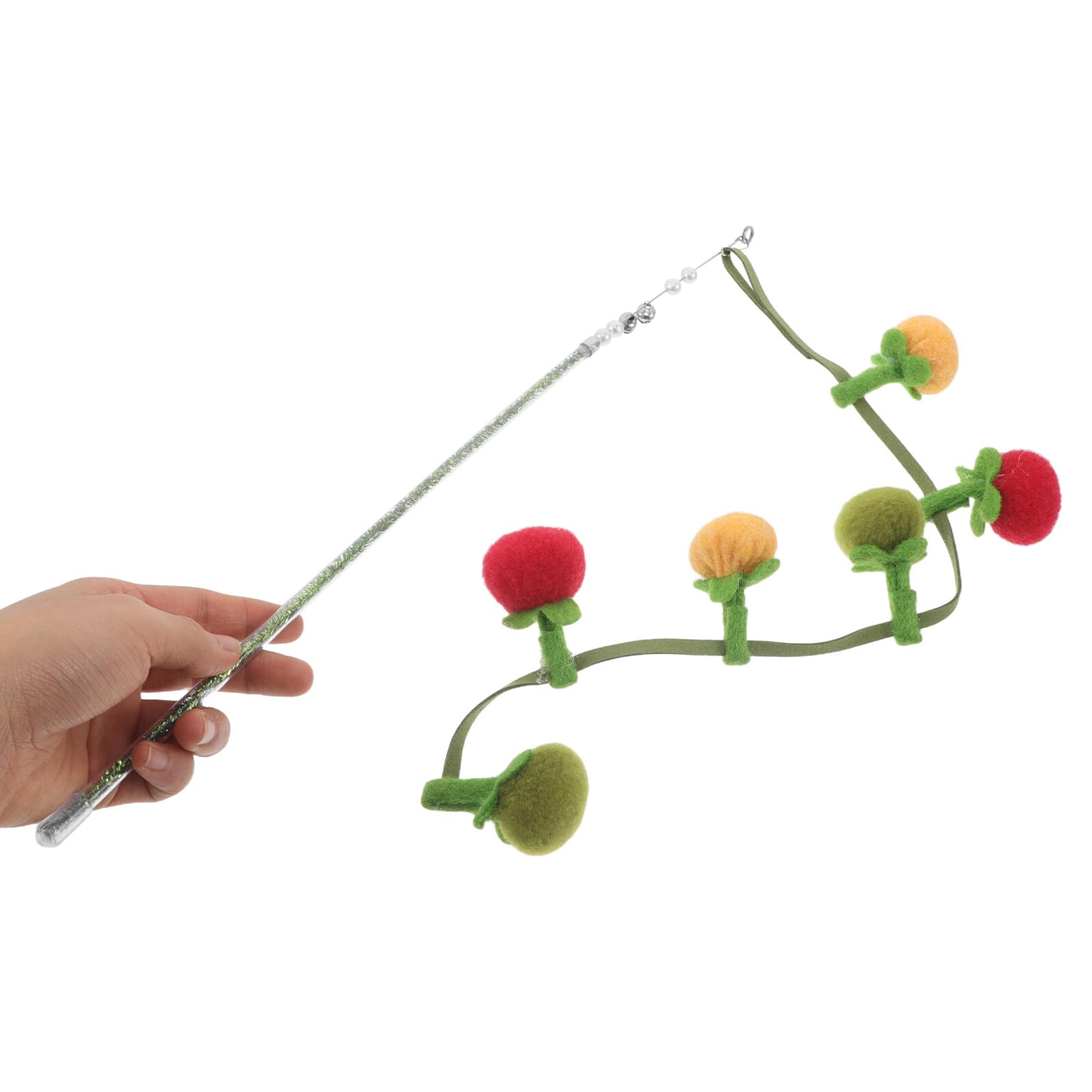 BESTonZON Baguette à Chat 88 CM avec Balle en Kaki et Clochette Interactif Léger et Flexible pour Chats et Chatons D’Intérieur Stimulation Active et Divertissement Quotidien