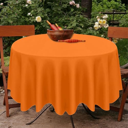 Image of 12 Pcs Fall Plastic Tablecloths, Disposable Round Autumn Table Cover 84 Inch Waterproof Table Covers for Fall Harvest Thanksgiving Day Family Birthday Baby Shower Party Decorations