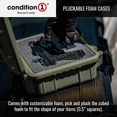 Condition 1 Medium Waterproof Hard Travel Case With Foam Heavy-Duty Protective Portable Storage Box, Camera, Tool, Handgun, Drone Carrying Cases, 13.5" X 11.5" X 6"#075, Green #TOP5