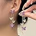 Purple Butterfly Tassel Earrings for Women Crystal Rhinestone Drop Earrings Animal Drop Dangle Charm Earrings