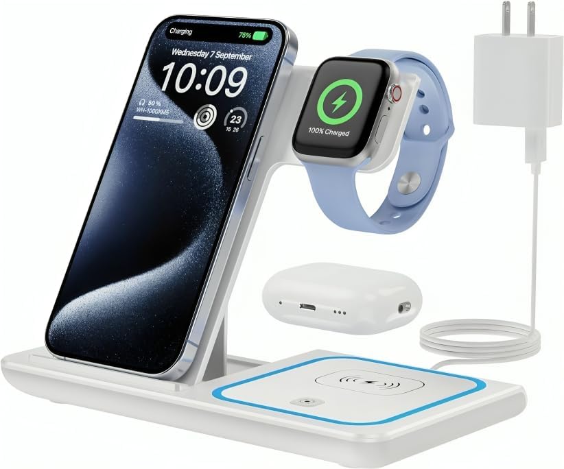 Wireless Charging Station 3 in 1 Wireless Charger Stand Fast Wireless Charging