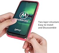 Vista 4 de Asuwish Funda protectora para Moto G8 Plus con protector de pantalla de vidrio templado y soporte delgado, híbrida, resistente, funda protectora