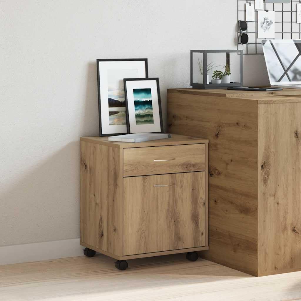 Armadietto con Ruote Rovere Artigianale 45x38x54 cm Truciolato