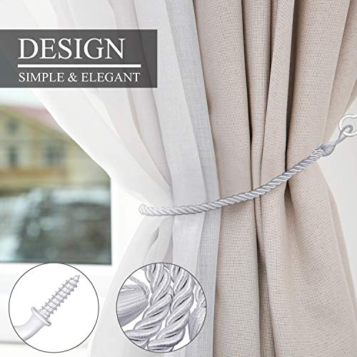 image for Blulu 4 Pieces Curtain Tiebacks Ropes Belt Curtain Ties Handmade Curta
