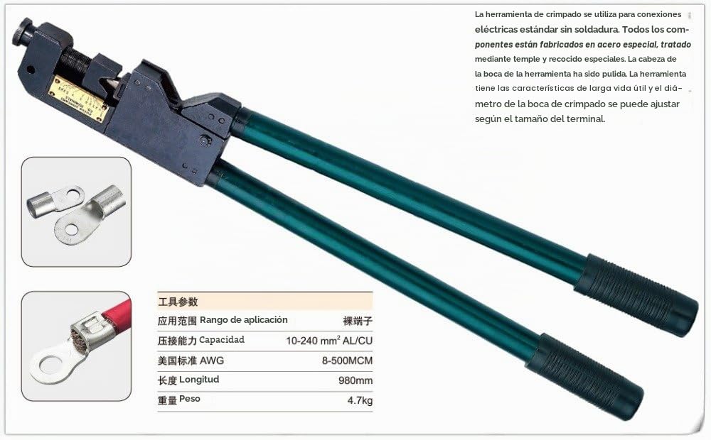 KH-230 10 – 240 mm² serie Tubo Terminal crimpadora Cable herramientas y alicates para gran tamaño cobre y terminales de tubo de aluminio