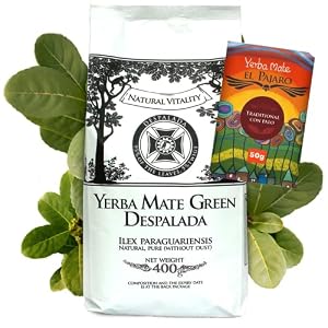 Yerba Mate Green Brasilien Despalada 400g ● luftgetrocknet Matetee aus Mateblättern ● Natürlicher paraguayisch Mate 50g ● Natürliches mate tee Aroma ● Yerba Mate-Tee ohne Zusätze ● Mate Tee loose leaf
