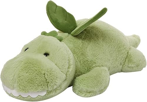 Bonita almohada de peluche de dinosaurio gigante verde suave almohada de dinosaurio para abrazar, muñeca de juguete de peluche de cuerpo de
