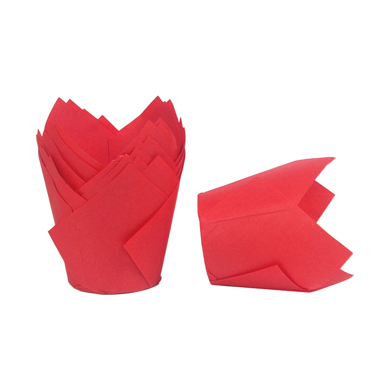 matumou 50Pcs Tulip Flower Shape Muffin Cup Disposable Holiday Party Cupcake Liner Kitchen Tools Cupcake Liner