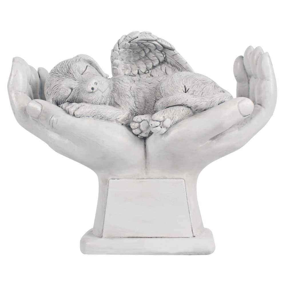 WouND Pietra commemorativa per tomba di cane o animale domestico, con angelo commemorativo nelle mani di Dio, pietra lapide da giardino, in ricordo di un animale domestico perso, 17,8 cm (H)
