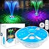DeeprBling Fontaine Flottante Piscine avec Lumière, Fontaine Piscine Rechargeable avec Télécommande & Boutons, 2 Modes de Pulvérisation & 7 Modes de Lumière, Fontaine pour Piscine Hors Sol avec Ancre