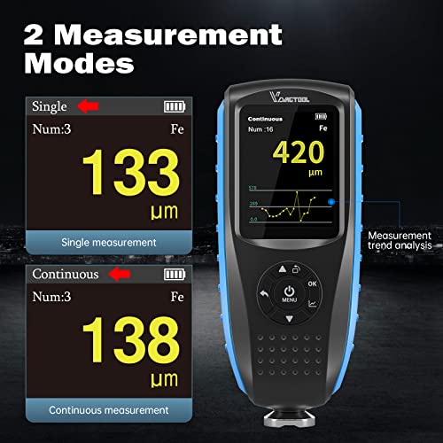 Vdiagtool Coating Thickness Gauge For Car Vc200 Vc300, High Resolution 0.01Mil, Digital Car Paint Thickness Tester With Hd Backlight, 180°/360° Rotated Screen, Fe/Nfe Probe, Usb Rechagerable (Vc300) #TOP3