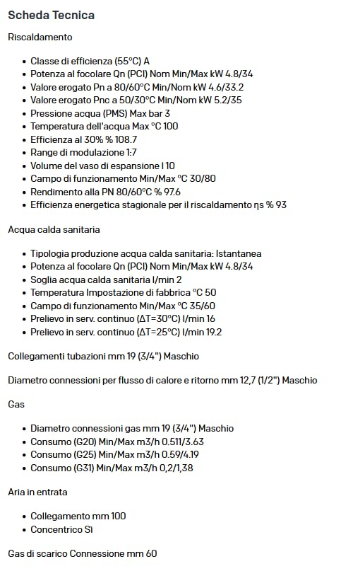 Daikin Caldaia a Condensazione Gas Metano/Gpl 35 Kw Altherma D2C D2CND035A1AB