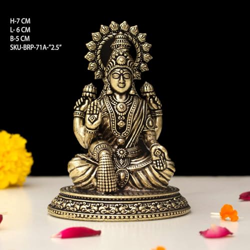 Image of INDICAST Handcrafted Brass Goddess Laxmi Statue for Home Temple | 2.5 inch Maa Lakshmi Figurine Idol Murti Sacred Symbol of Wealth | Perfect for Rituals & Gifting (Weight- 80gm)