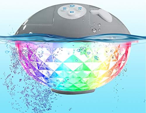 Blufree Floating Pool Speakers with Colorful Lights, IP68 Waterproof Bluetooth Speaker for Pool, Crystal Clear Sound Hot Tub Speaker for Pool, Spa and Outdoor