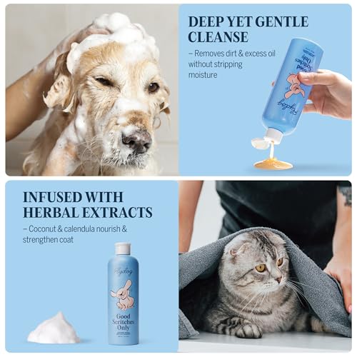 Image of FLYDOG Dog Shampoo Itchy Skin Relief - Honeysuckle Anti Itch Dog Shampoo Sensitive Skin, Hypoallergenic All Natural Shampoo for Flaking & Odors, Reduces Sheddin (400ml)
