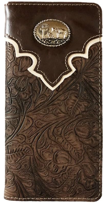 Cross Praying Cowboy Men Wallet Western Bifold Check Book Style W089-33 Brown