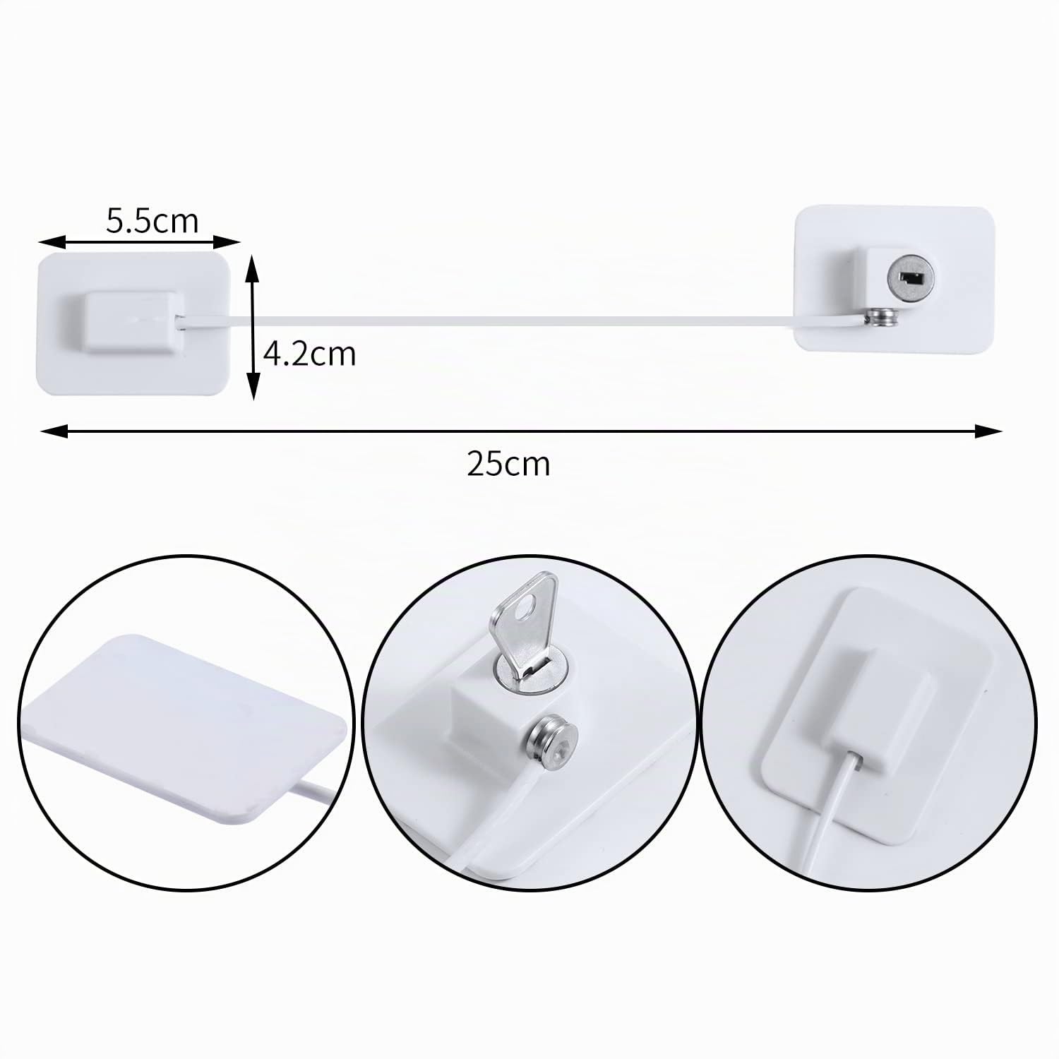 2 Cerradura para Puerta de Frigorífico, Cerradura Nevera con 2 Llaves | Candado Nevera Autoadhesiva, Candado Frigorifico de Bebés Niños para Armario Puertas Ventanas Lavadora, Blanco