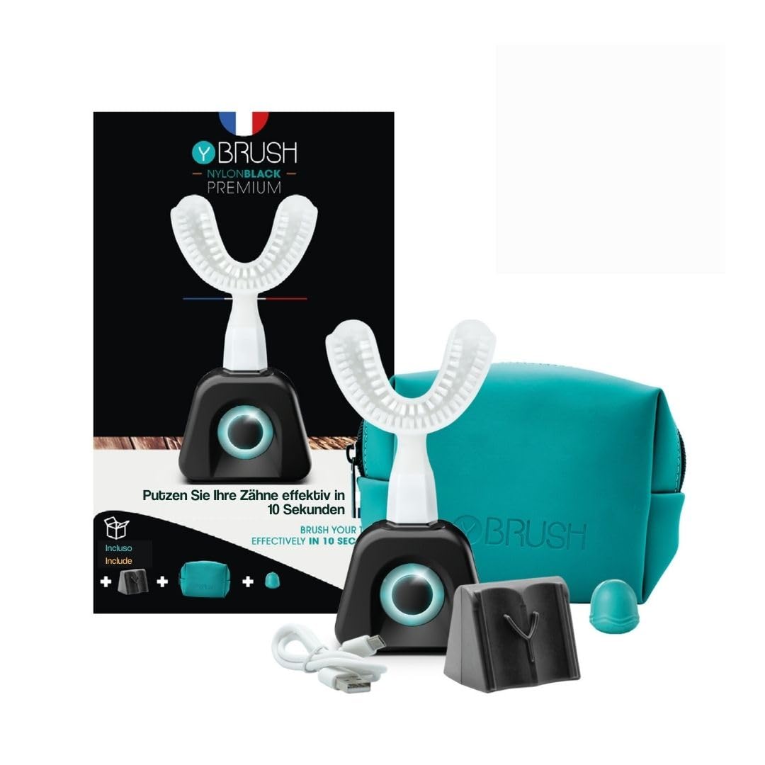 Y-Brush 2024 NylonBlack Premium-Paket für Erwachsene - Elektrische Zahnbürste - Y-Bürste - 3 Monate Laufzeit - Klinisch Erwiesen