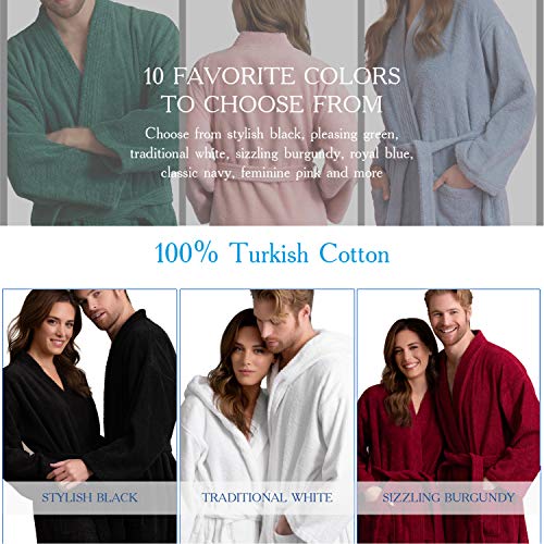 Soft Touch Linen Men's Robe, Turkish Terry Bathrobe, 100% Cotton Kimono Spa Bathrobe (Large, White) #TOP7