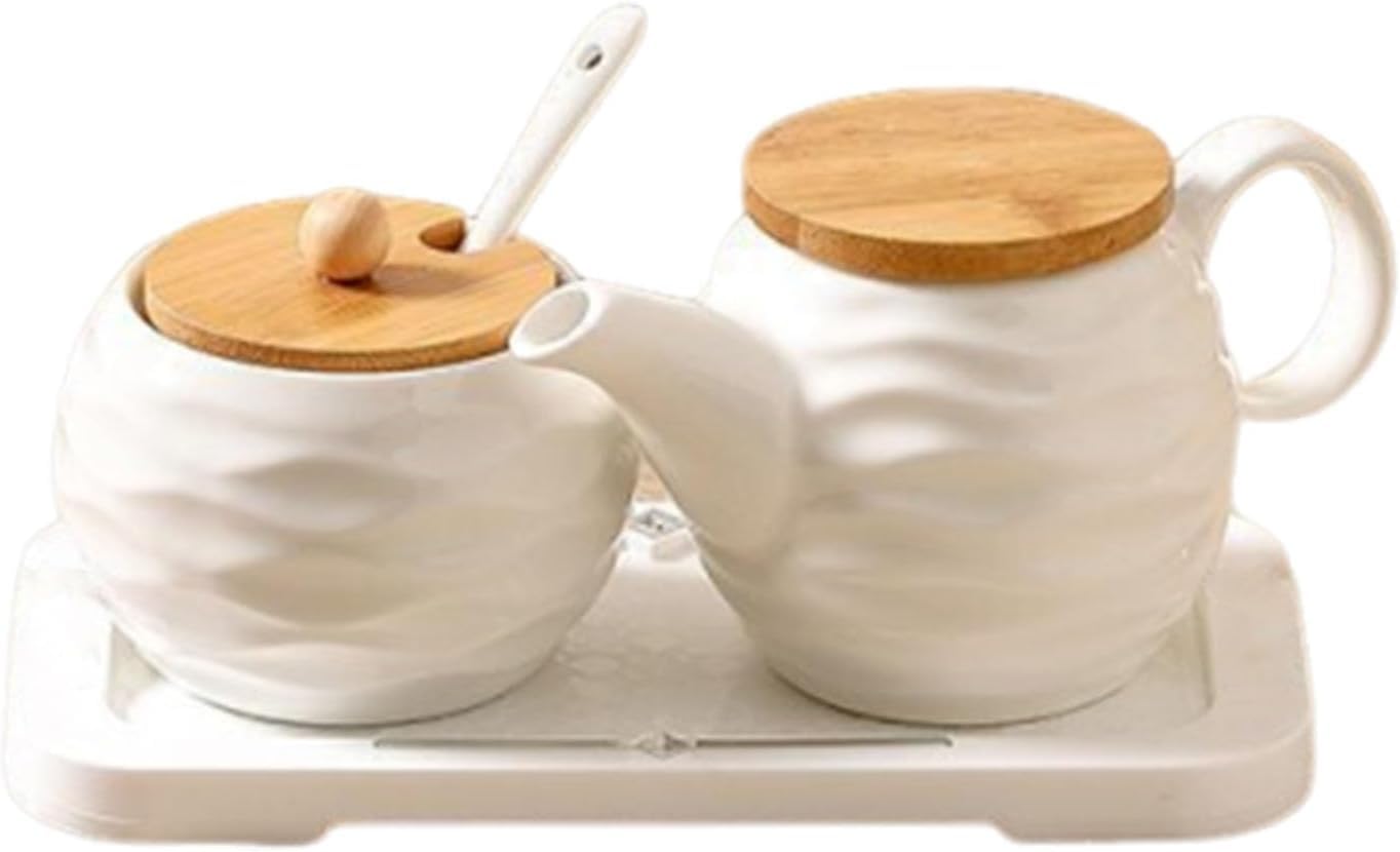 Set di brocche for zucchero e panna in ceramica, zuccheriera for latte in stile britannico con vassoio da portata