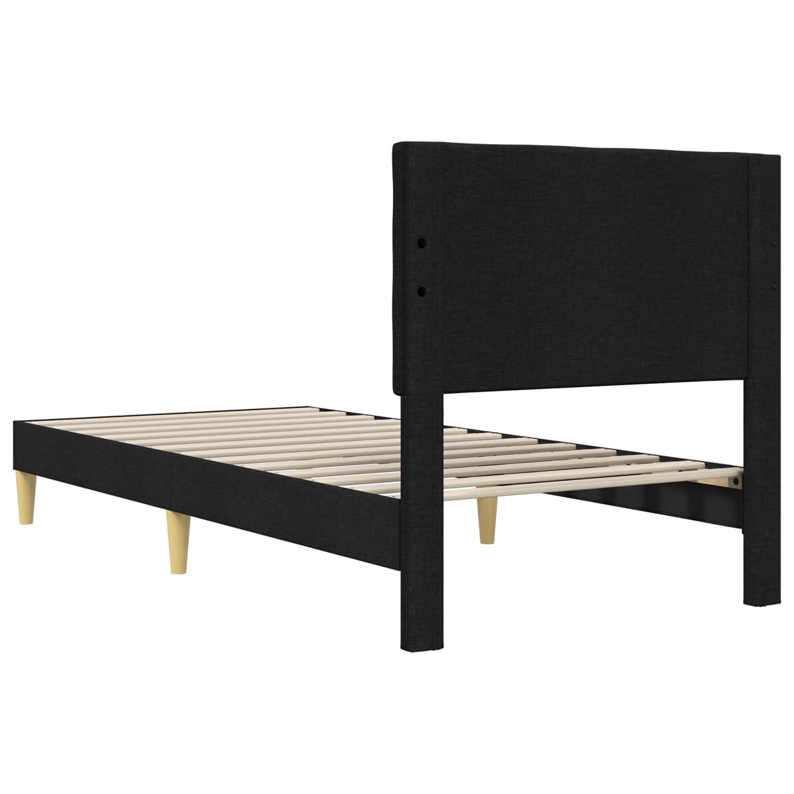 Tkaninowy z zagłówkiem ze sklejki minimalistyczny Czarny 90 x 200 cm