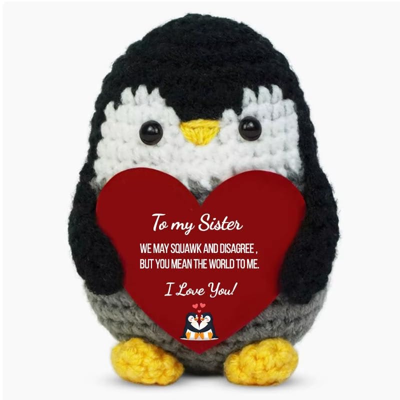 Aryllis Handmade Crochet Penguin, To my Sister, Thoughtful Gift for a Loved One, Crochet Emotional Support Animal, Birthday Anniversary Wedding Gift Idea