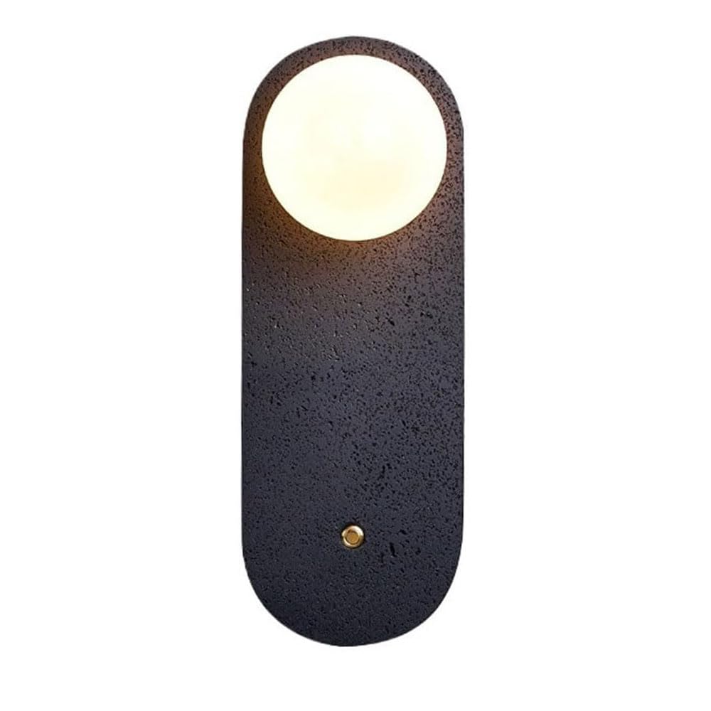 HUAYUSEDF Personalized Round Wall Lamp Shade, American Industrial Style Single-Head Sconce, G9 Base Black Travertine Glass Light, TV Cabinet Entryway Staircase Decorative Fixtures
