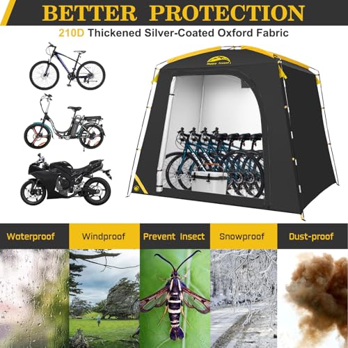 Image of Happy Travel Bike Storage Shed Tent, Waterproof Portable Bicycle Cover Shed