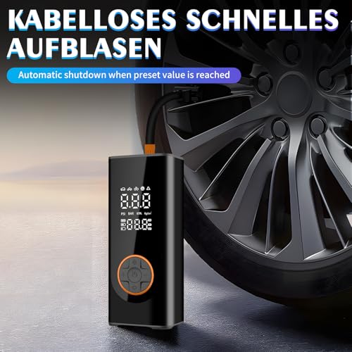Semflagree Portable Air Compressor Car Tyre Pump, 6000mAh corded/cordless Dual power supply 150PSI Tyre Inflator Cordless Digital Dual Values Display tyre pump for Car Motorcycle Bike Ball - Image 2
