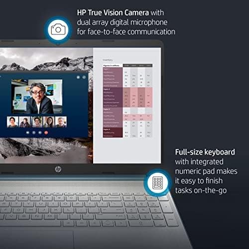 Image of hp 15.6 inch Portable Laptop, HD Display, Intel Quad-Core Processor, 16GB RAM, 128GB Storage, Wi-Fi 6, Webcam, HDMI, Numeric Keypad, Windows 11 Home, Blue