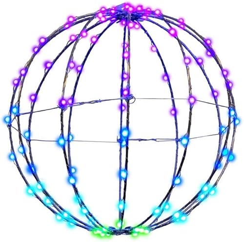 Holiday Bright Lights Living Accents - Plancha plateada navideña de 12 pulgadas, esfera iluminada multicolor para decoración al aire libre, 108