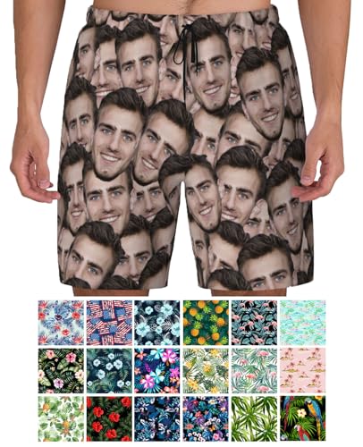 kioskbanks Costume da bagno personalizzato da uomo con viso Pantaloncini da surf personalizzati Pantaloncini da spiaggia Pantaloncini da spiaggia Costumi da bagno estivi Regali fotografici, Modello28,