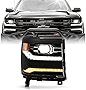 ACANII - For [Factory LED Type] 2016-2018 Chevy Silverado 1500 LED DRL Projector Headlight Headlamp - Passenger (Primed)