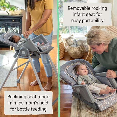 Image of Ingenuity Proper Positioner Deluxe High Chair - 7-in-1 Convertible Baby Seat, Removable Rocking Infant Seat, Unisex, for Ages 0-36 Months