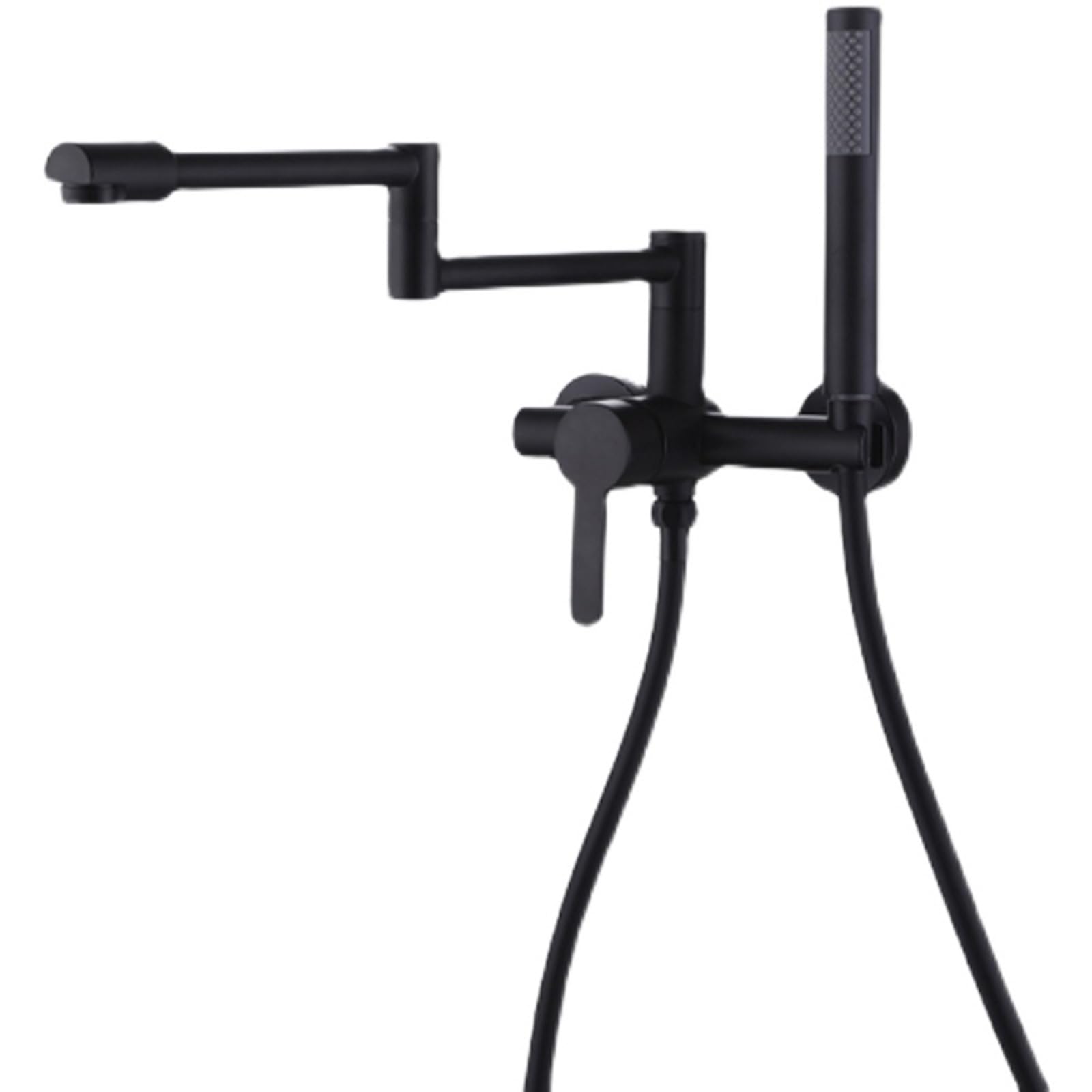 JYBNBBE Bathroom Taps Mixer Bath Tap and Shower Mixer Set Foldable Hot and Cold with 1.5m Shower Hose Wall Mounted with Shower Set Black
