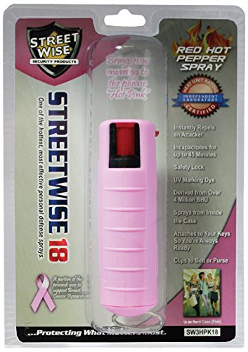 Streetwise 18 Pepper Spray Keychain for Women - Hard Case, Lab Certified Heat, Compact Spray with UV Dye & Twist Lock